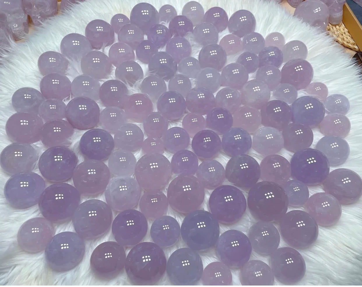 Perwinkle Crystal Spheres with Rainbow and Star Flash, Purple Rose, Quartz Ball, Lavender, Fluorite, Home Decor, High Quality