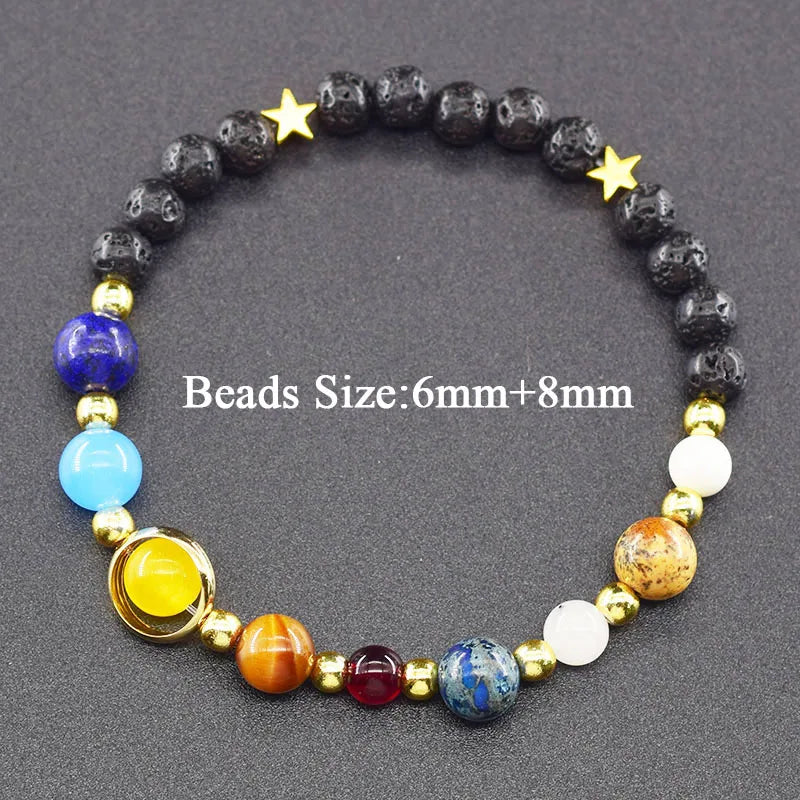 Hot Selling Cosmic Solar System Bracelet Eight Planets Sun Mercury Venus Earth Moon Mars Jupiter SaturnUranus Neptune Friendship Bracelet Handmade Jewelry Accessories
