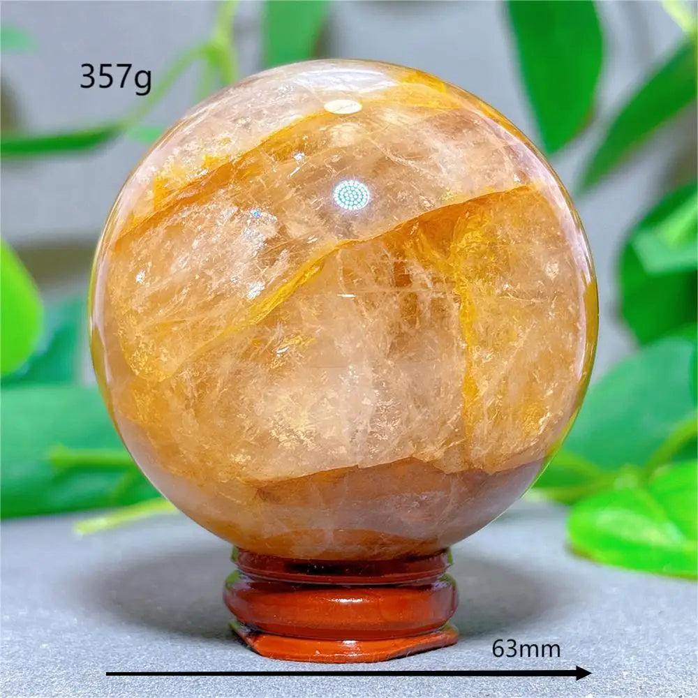 Golden Healer Sphere Crystal Natural Quartz Stone Home Decoration Minerals Love Beautiful Craft Gifts Energy Healing +Stand