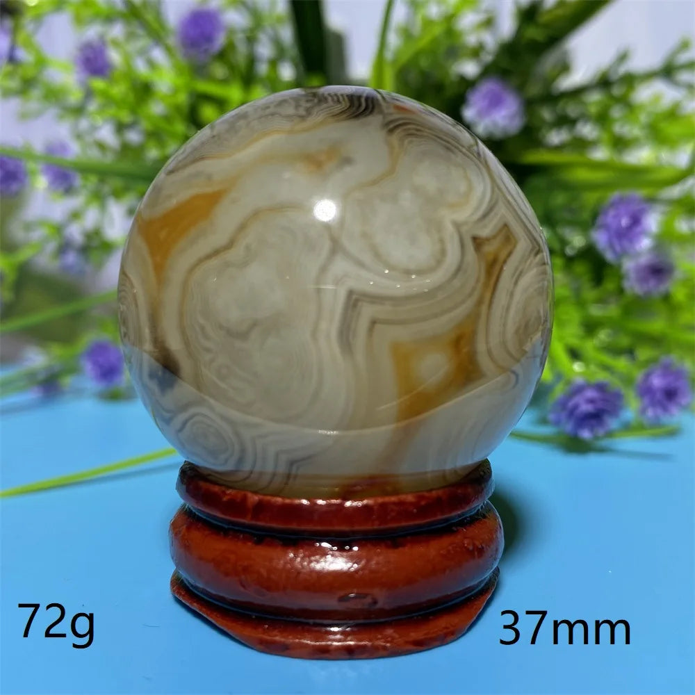 Natural Crystal Sardonyx Winding Agate  Ball Mineral Specimen Smooth  Quartz Sphere  Reiki Healing Gift Stone Home Decoration