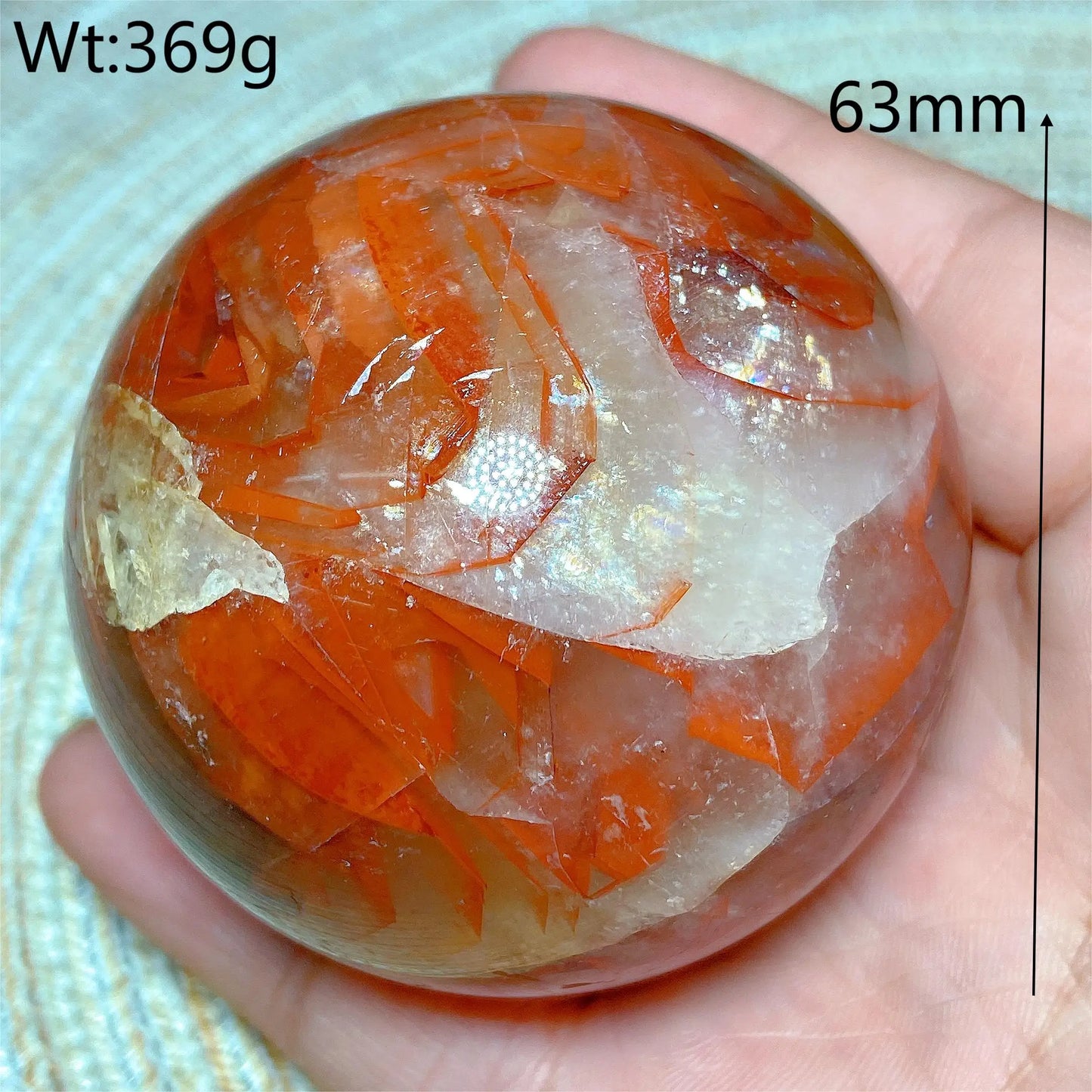 Natural Crystals Healing Fire Quartz Calcite Rainbow Silver Flash Sphere Reiki High Quality Ball Home Decoration Gift Energy