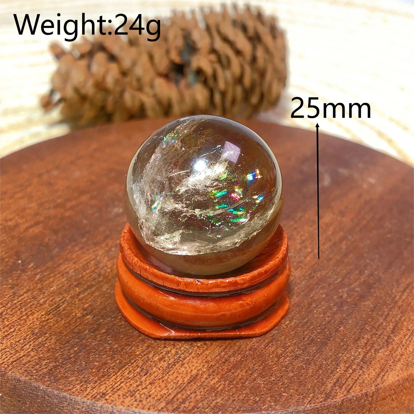 Natural Crystals Smokey Quartz Mini Rainbow Sphere Cute Size Carckle Ball Home Decorations Polished Mineral Energy Precious Gift