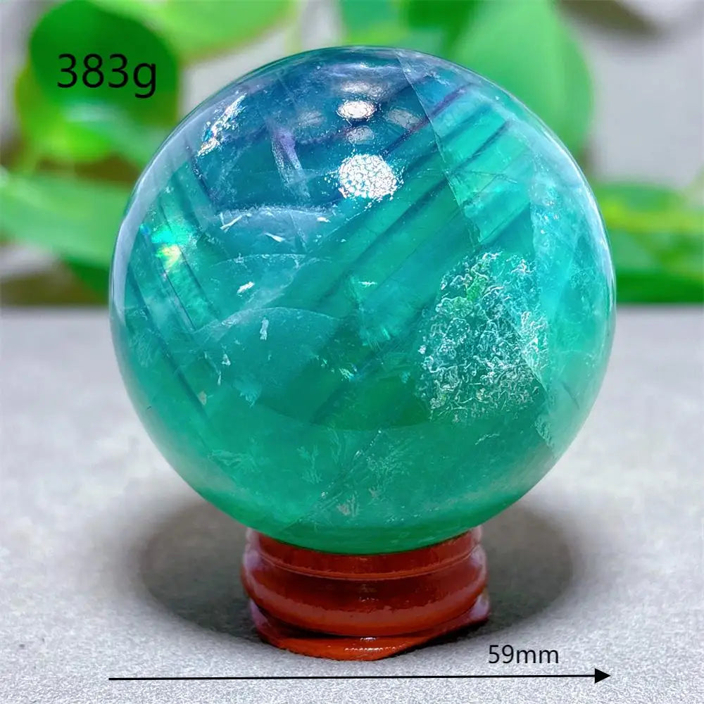 Feather Fluorite Sphere Crystal Natural Stone Quartz Stone Minerals Home Decoration Reiki Craft Gifts Energy Healing Love Luck