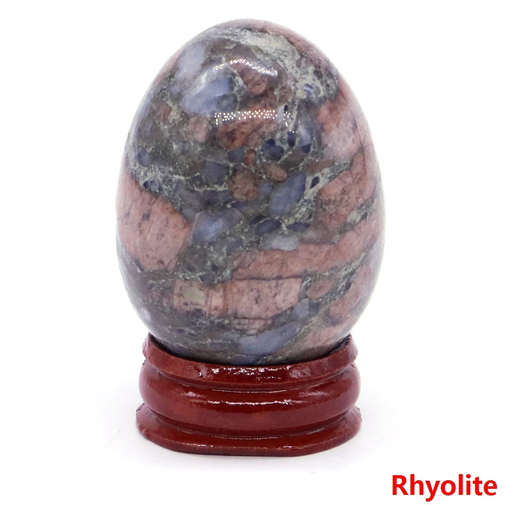 34x49MM Stone Egg Natural Amethyst Jade Crystal Reiki Healing Wicca Massage Eggs Energy Quartz Feng Shui Gemstone Crafts Decor