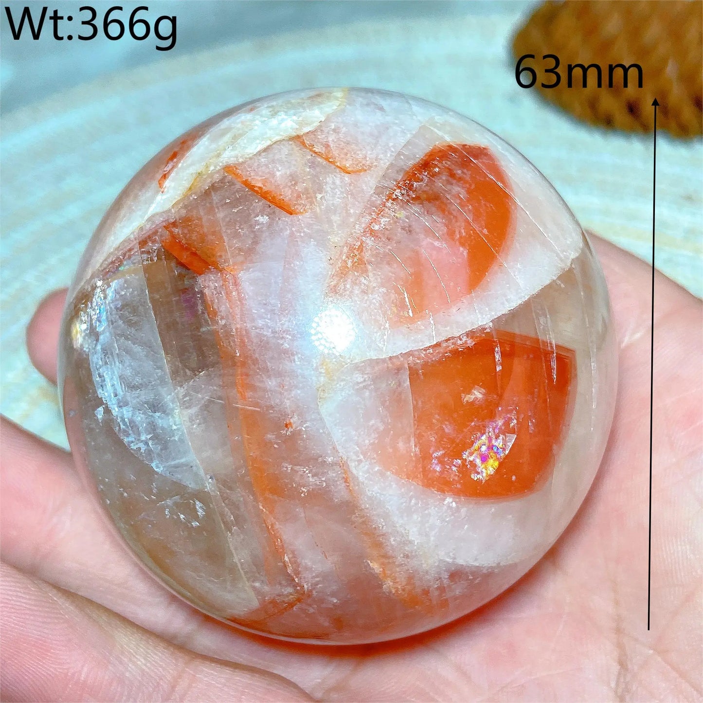 Natural Crystals Healing Fire Quartz Calcite Rainbow Silver Flash Sphere Reiki High Quality Ball Home Decoration Gift Energy