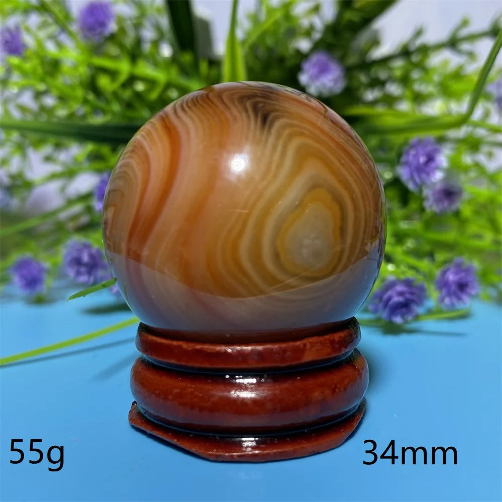 Natural Crystal Sardonyx Winding Agate  Ball Mineral Specimen Smooth  Quartz Sphere  Reiki Healing Gift Stone Home Decoration