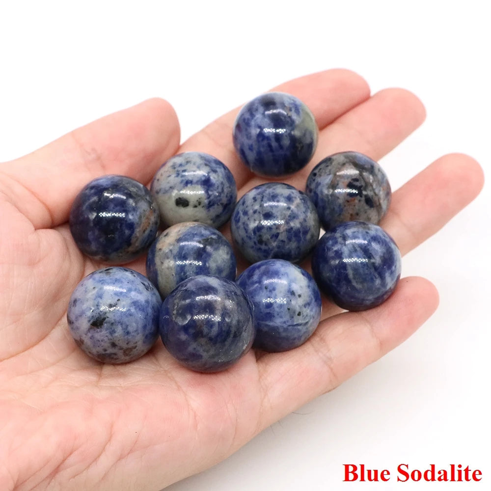 20mm Natural Stone Round Ball Rose Quartz Non-Porous Crystal Bead DIY Gems Sphere for Necklace Bracelet Making Jewelry Wholesale