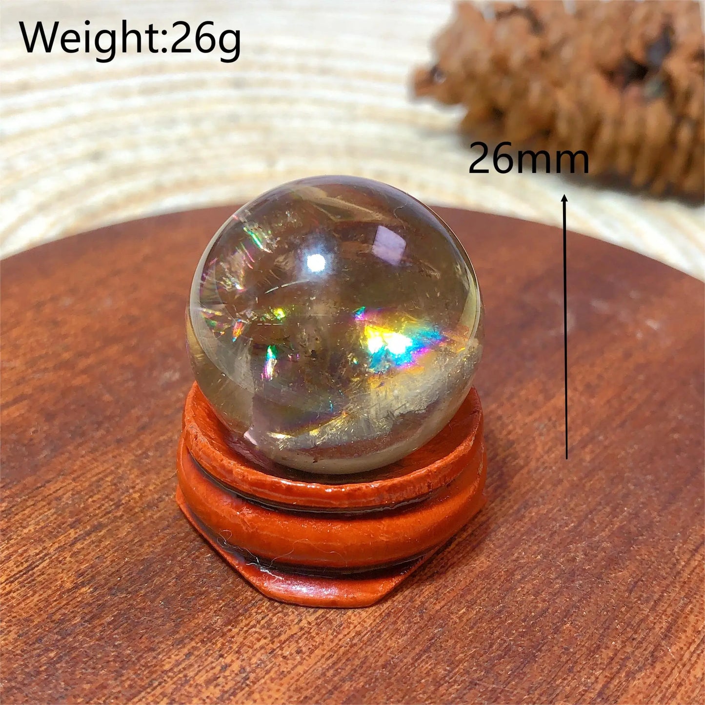 Natural Crystals Smokey Quartz Mini Rainbow Sphere Cute Size Carckle Ball Home Decorations Polished Mineral Energy Precious Gift