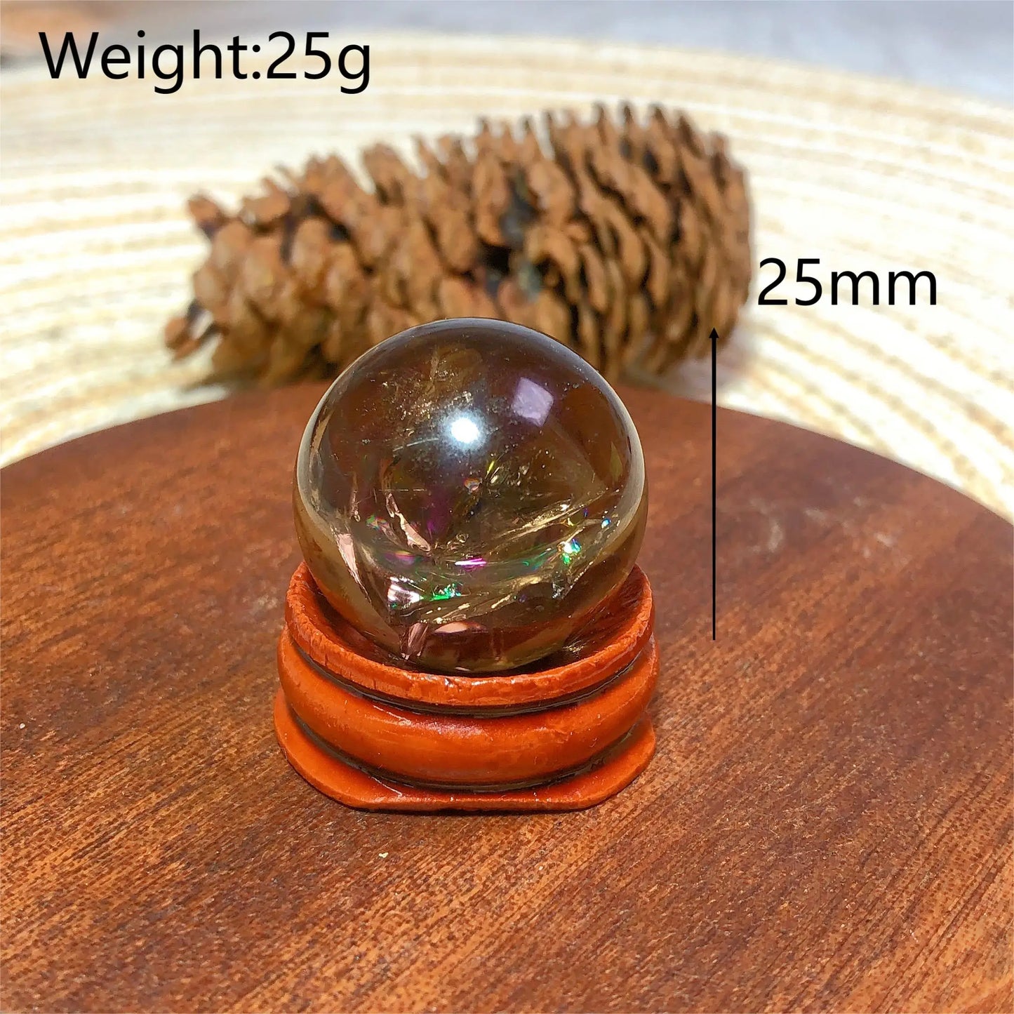 Natural Crystals Smokey Quartz Mini Rainbow Sphere Cute Size Carckle Ball Home Decorations Polished Mineral Energy Precious Gift