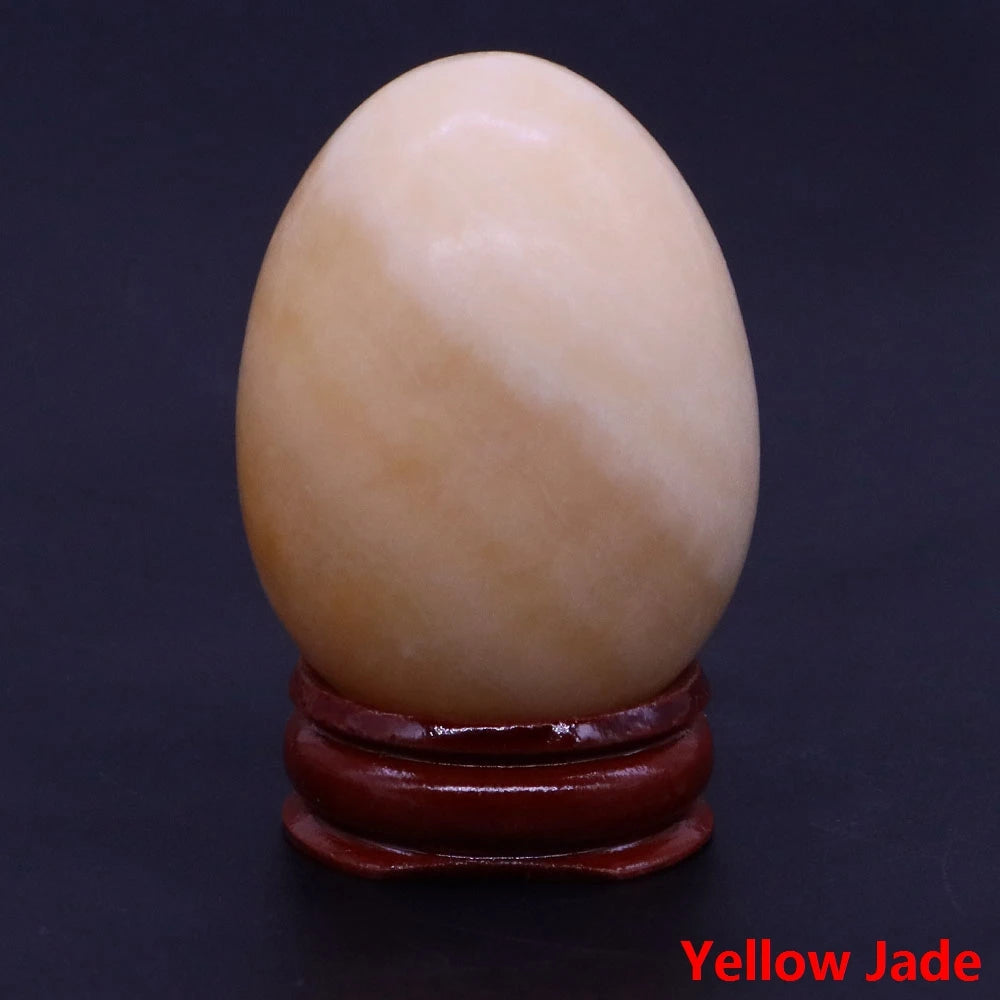 34x49MM Stone Egg Natural Amethyst Jade Crystal Reiki Healing Wicca Massage Eggs Energy Quartz Feng Shui Gemstone Crafts Decor