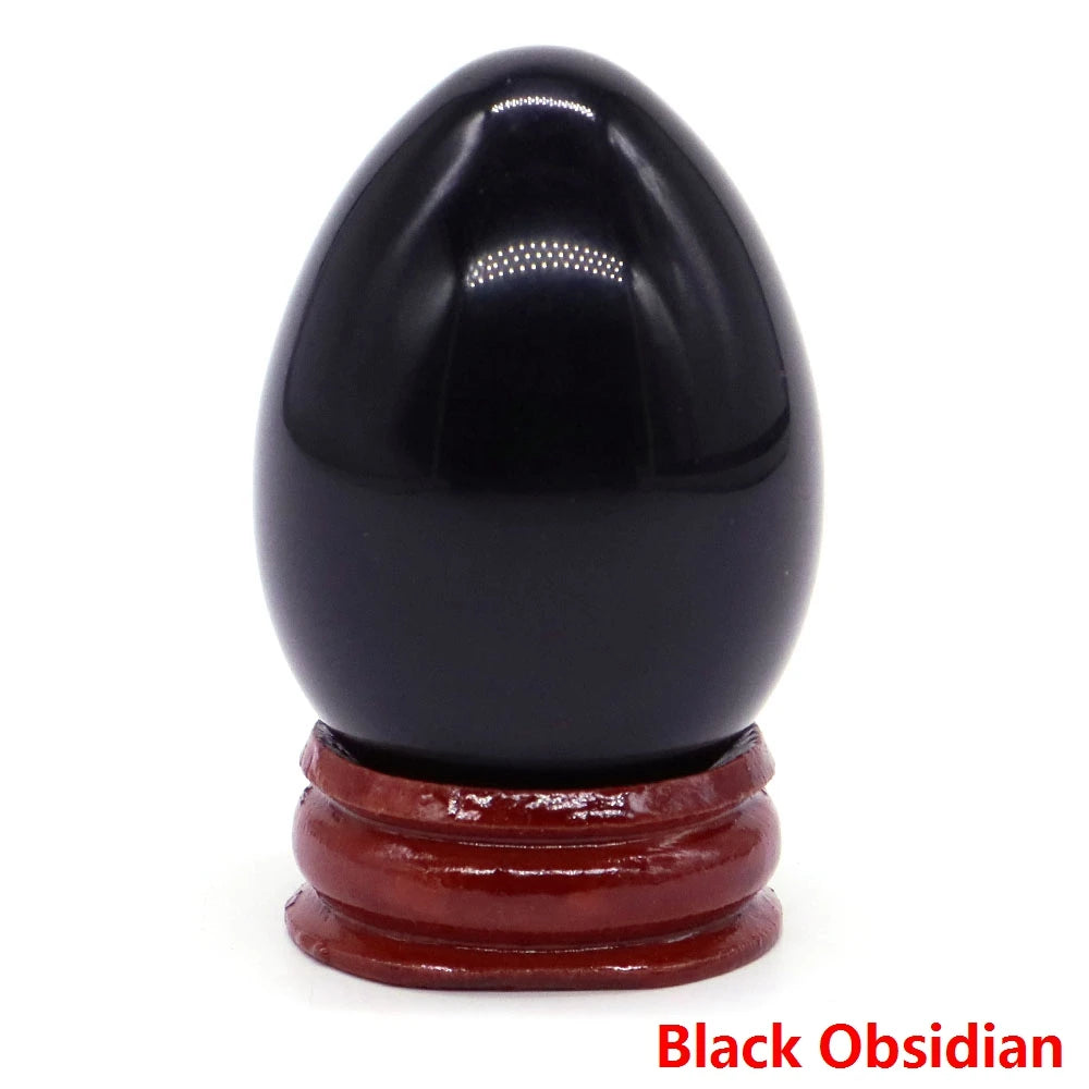 34x49MM Stone Egg Natural Amethyst Jade Crystal Reiki Healing Wicca Massage Eggs Energy Quartz Feng Shui Gemstone Crafts Decor