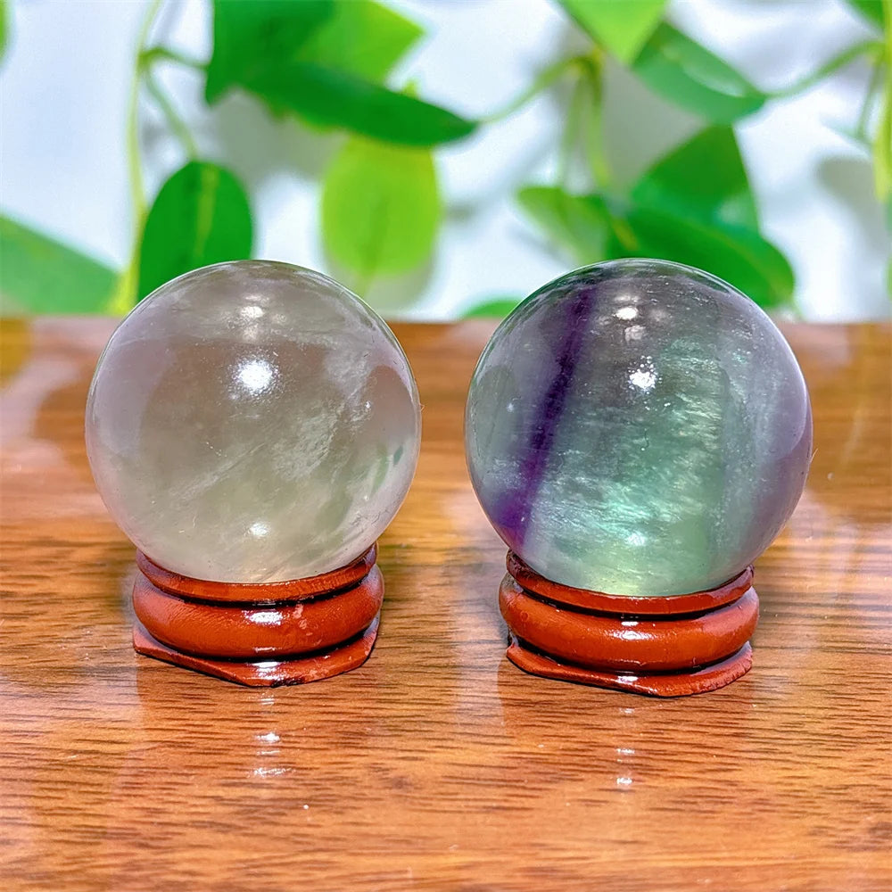 Fluorite Sphere Crystal Natural Quartz Stone Minerals Home Decoration Reiki Craft Energy Healing  Meditation Spiritual +Stand