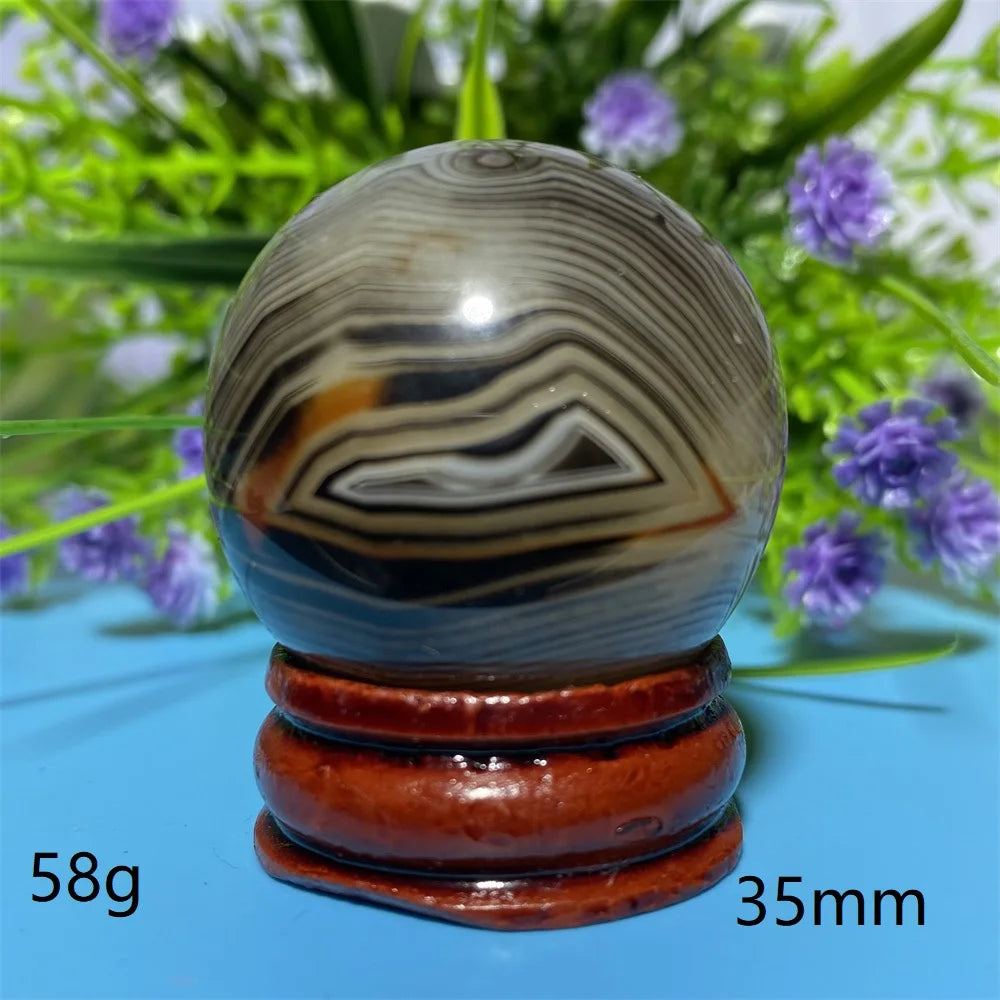 Natural Crystal Sardonyx Winding Agate  Ball Mineral Specimen Smooth  Quartz Sphere  Reiki Healing Gift Stone Home Decoration