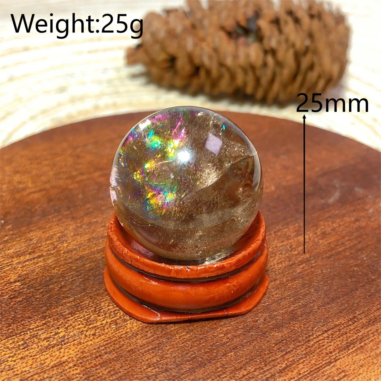 Natural Crystals Smokey Quartz Mini Rainbow Sphere Cute Size Carckle Ball Home Decorations Polished Mineral Energy Precious Gift