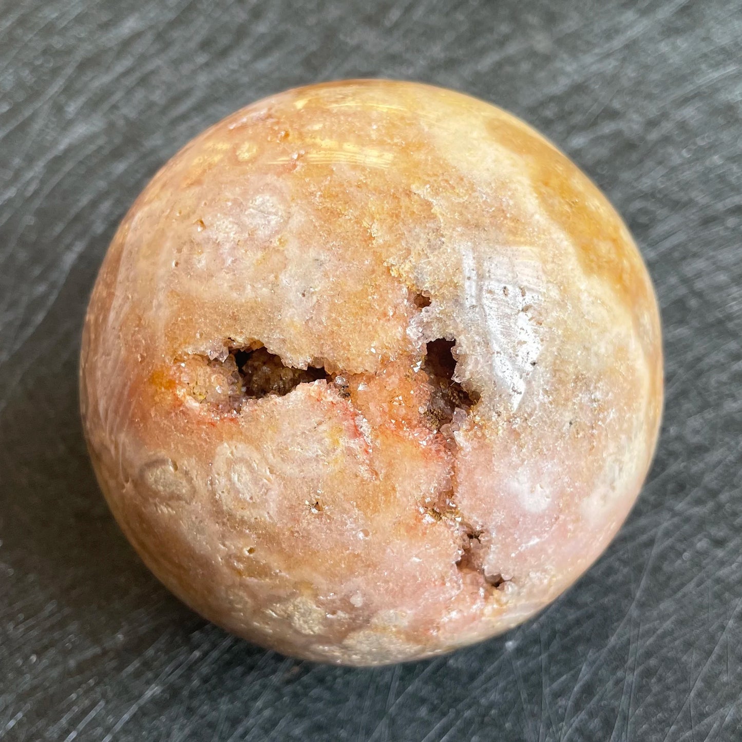 898g Natural Amethyst Cluster Pink Sakura Agate Sphere Open Tooth Ball Decoration Polished Quartz Sphere Reiki Healing