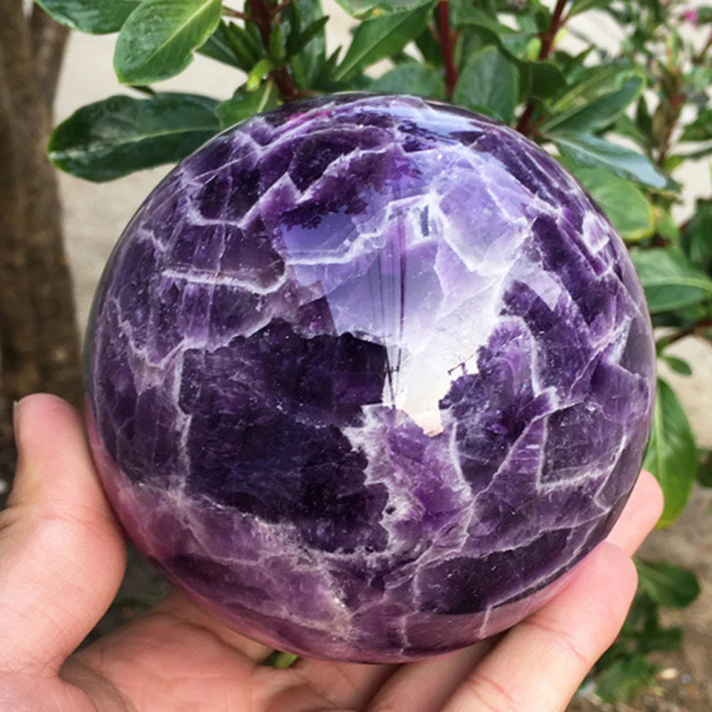 Natural Dream Amethyst Ball Polished Massage Reiki Sphere Ball Healing Crystal Crafts Stone Globe Souvenirs Gift Room Decor