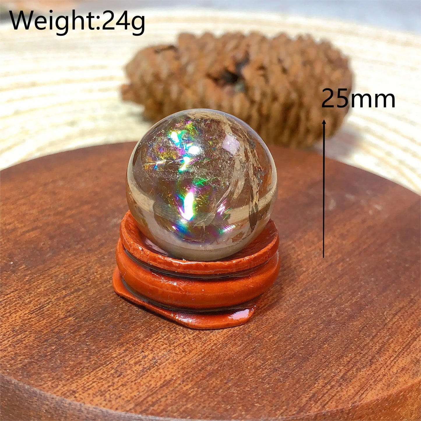 Natural Crystals Smokey Quartz Mini Rainbow Sphere Cute Size Carckle Ball Home Decorations Polished Mineral Energy Precious Gift