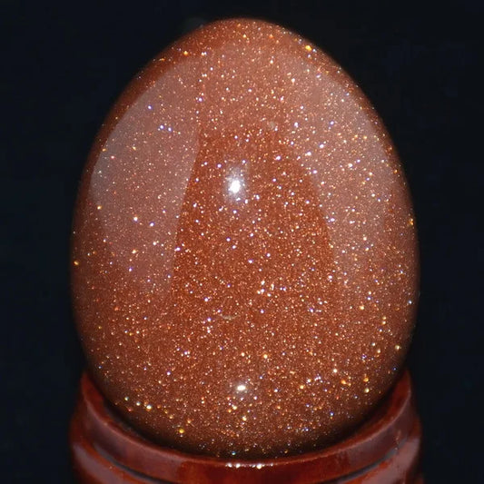 Red GOLDSTONE SAND CRYSTAL SPHERE Egg Flash