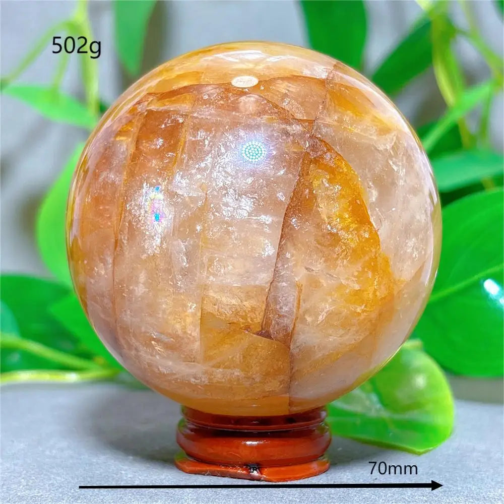 Golden Healer Sphere Crystal Natural Quartz Stone Home Decoration Minerals Love Beautiful Craft Gifts Energy Healing +Stand