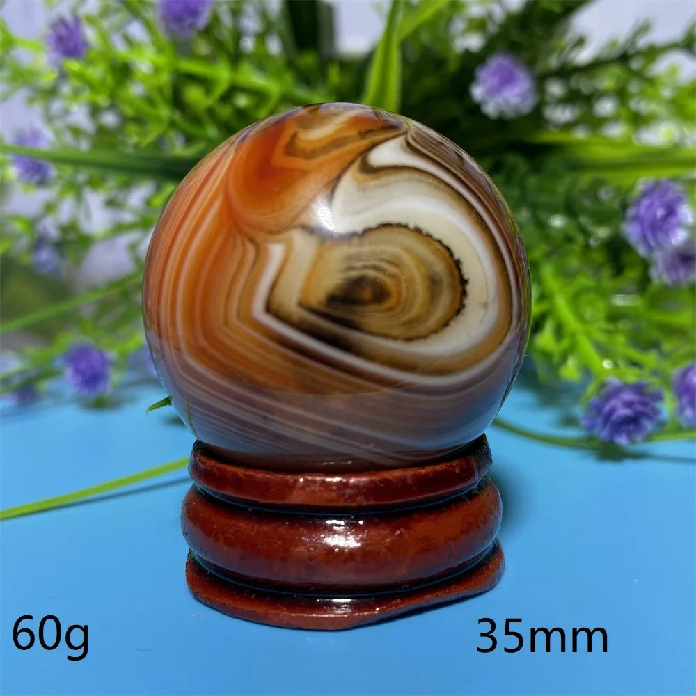 Natural Crystal Sardonyx Winding Agate  Ball Mineral Specimen Smooth  Quartz Sphere  Reiki Healing Gift Stone Home Decoration