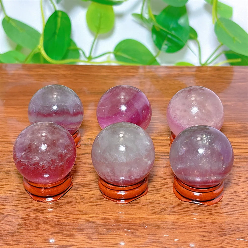 Fluorite Sphere Crystal Natural Quartz Stone Minerals Home Decoration Reiki Craft Energy Healing  Meditation Spiritual +Stand