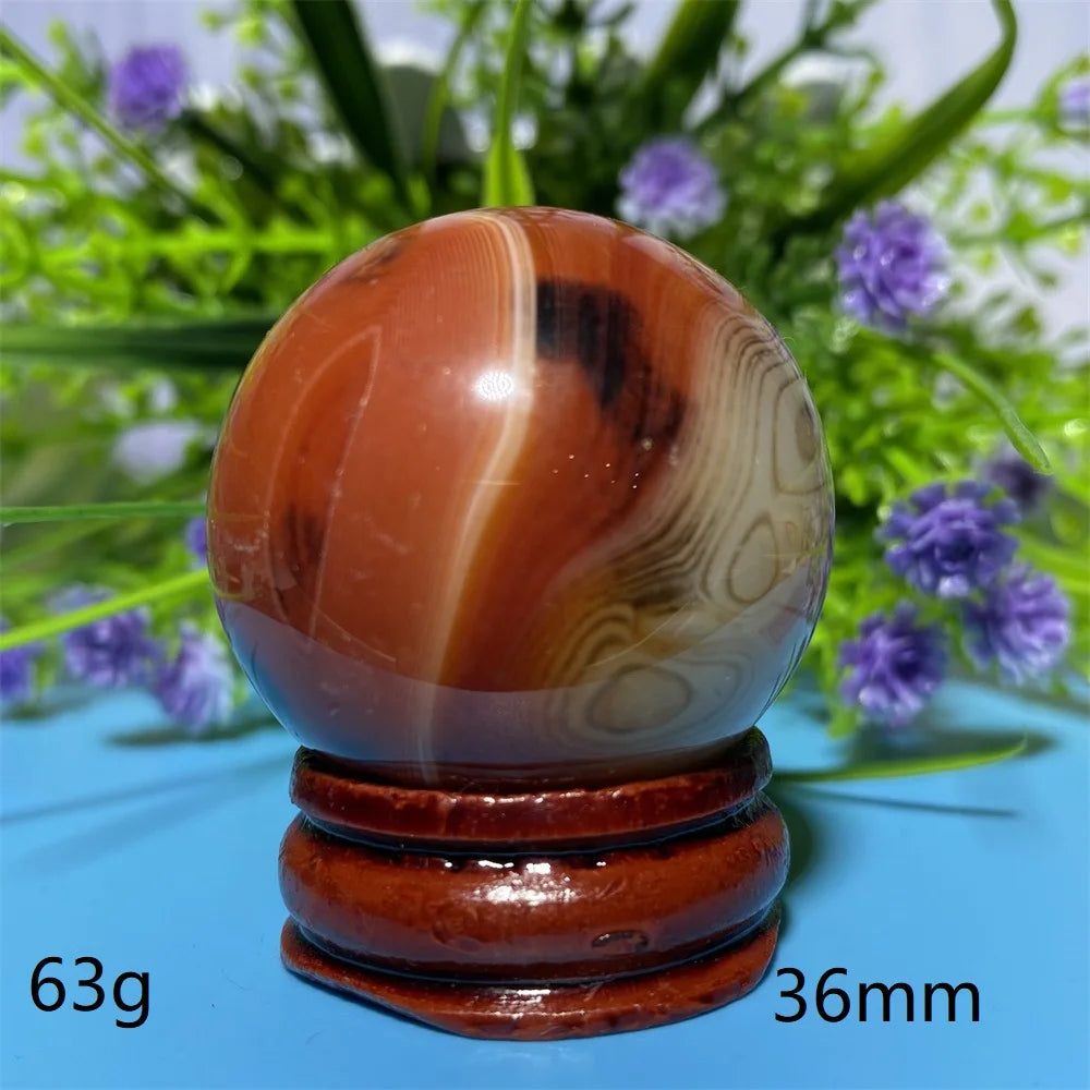 Natural Crystal Sardonyx Winding Agate  Ball Mineral Specimen Smooth  Quartz Sphere  Reiki Healing Gift Stone Home Decoration