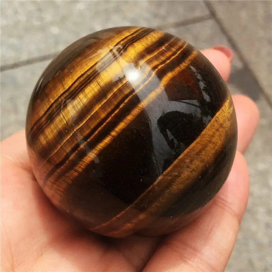 Natural Yellow Tiger Eye Symbiotic Gemstone Sphere Healing Stone Ball Crystal Home Decro