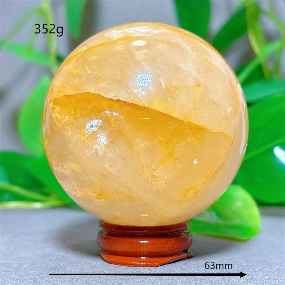 Golden Healer Sphere Crystal Natural Quartz Stone Home Decoration Minerals Love Beautiful Craft Gifts Energy Healing +Stand