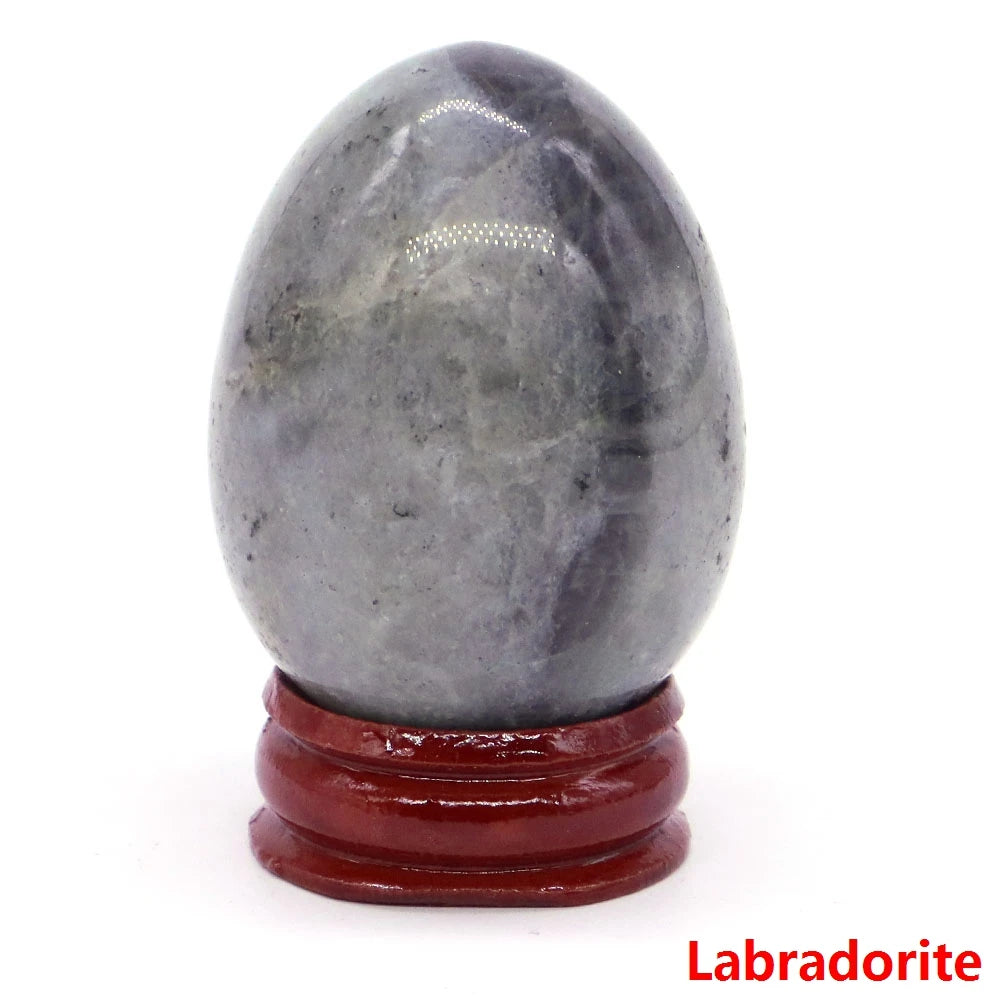 34x49MM Stone Egg Natural Amethyst Jade Crystal Reiki Healing Wicca Massage Eggs Energy Quartz Feng Shui Gemstone Crafts Decor