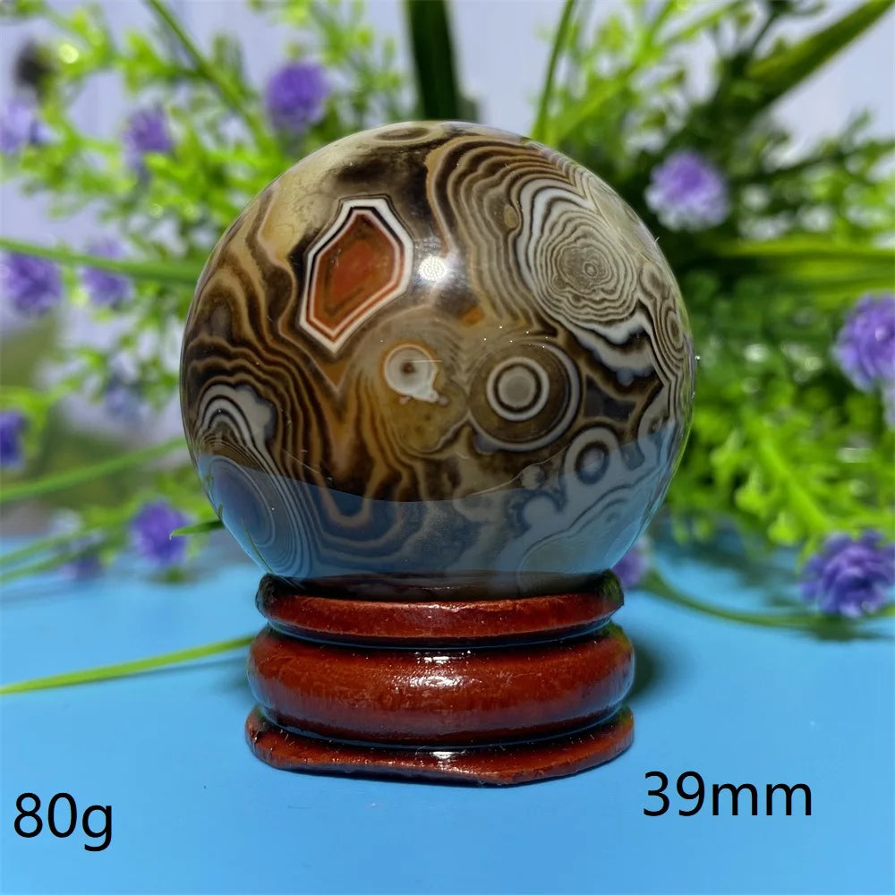 Natural Crystal Sardonyx Winding Agate  Ball Mineral Specimen Smooth  Quartz Sphere  Reiki Healing Gift Stone Home Decoration