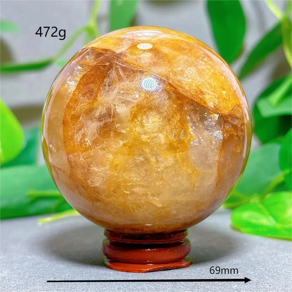 Golden Healer Sphere Crystal Natural Quartz Stone Home Decoration Minerals Love Beautiful Craft Gifts Energy Healing +Stand