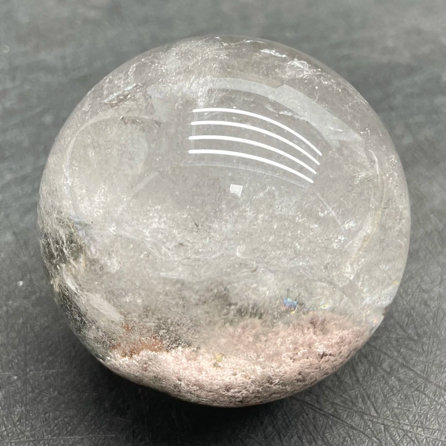 247g Natural Crystal Ball Green Phantom Rock Decoration Rough Polished Garden Quartz Sphere Stone Healing W32
