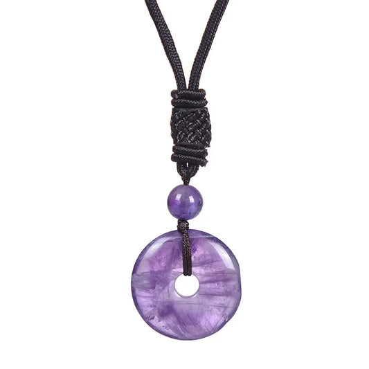 Gorgeous Chakra Healing Tiger Eye Amethyst Rose Quartz Clear Quartz Howlite Green Aventurine Amazonite Red Jasper Carnelian Lapis Lazuli Rhodonite Doughnut Necklace Spiritual