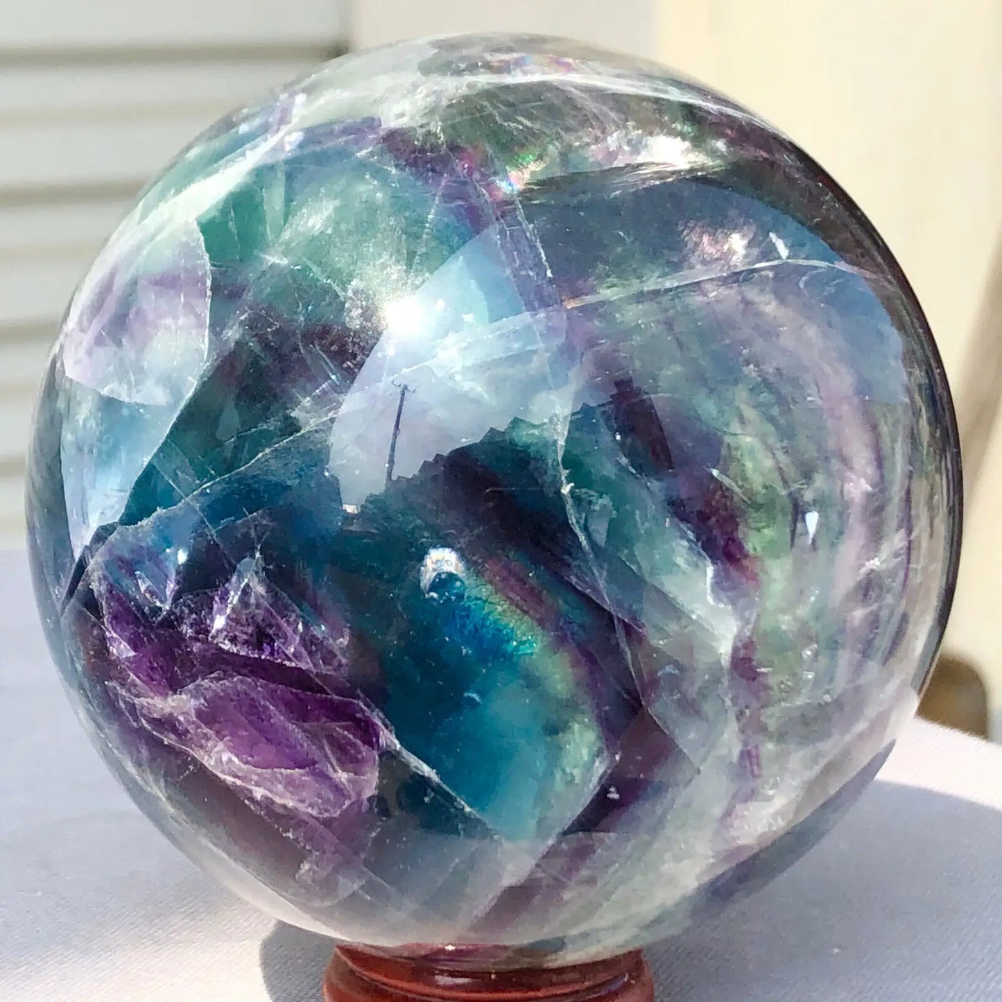 Natural Fluorite Ball Quartz Crystal Mineral Healing Sphere Reiki