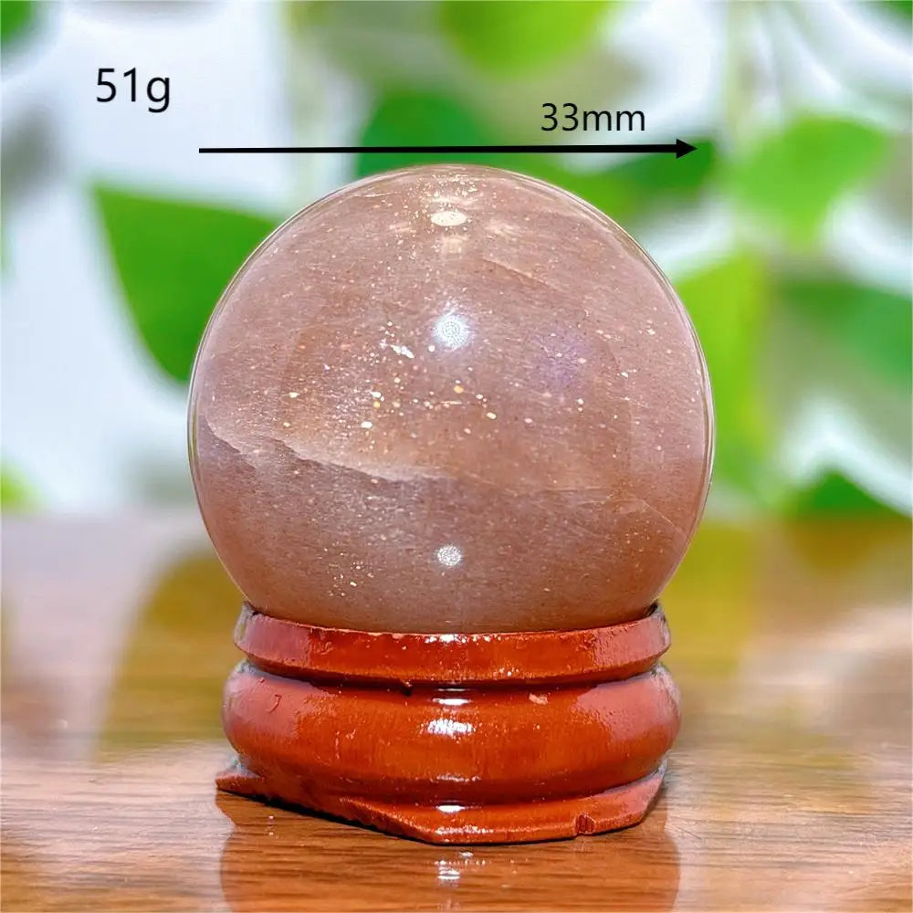 Moonstone With Gold Sun Sphere Crystal Natural Stone Quartz Home Decoration Minerals Reiki Craft Gifts Energy Healing Spiritual