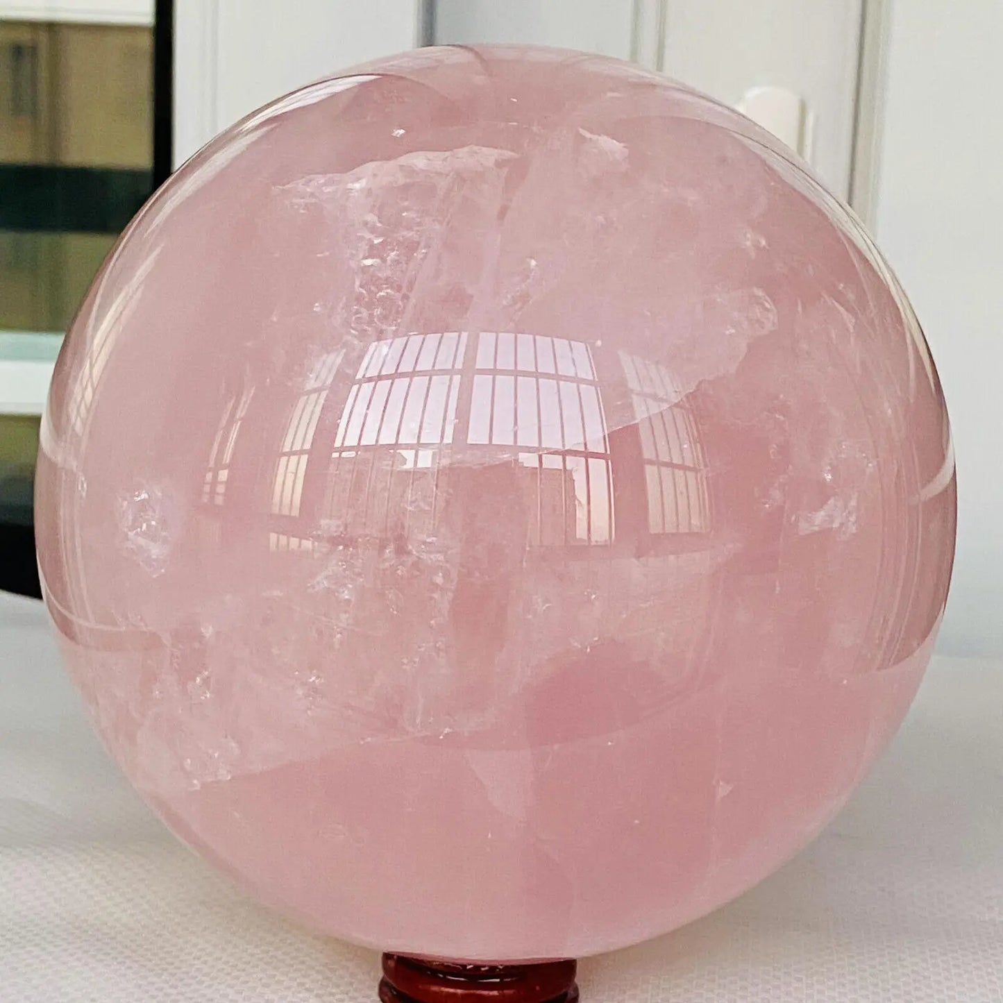 Natural Pink Rose Quartz Sphere Crystal Ball Reiki Healing