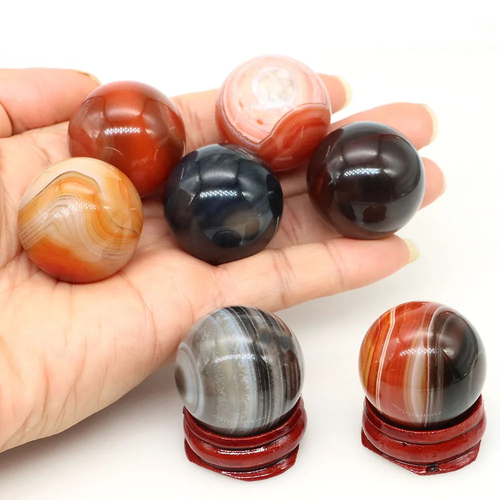 30mm Natural Stone and Crystal Ball Home Decor Reiki Healing Wicca Gemstone Sphere Collection Mineral Energy Gems Massage Globe