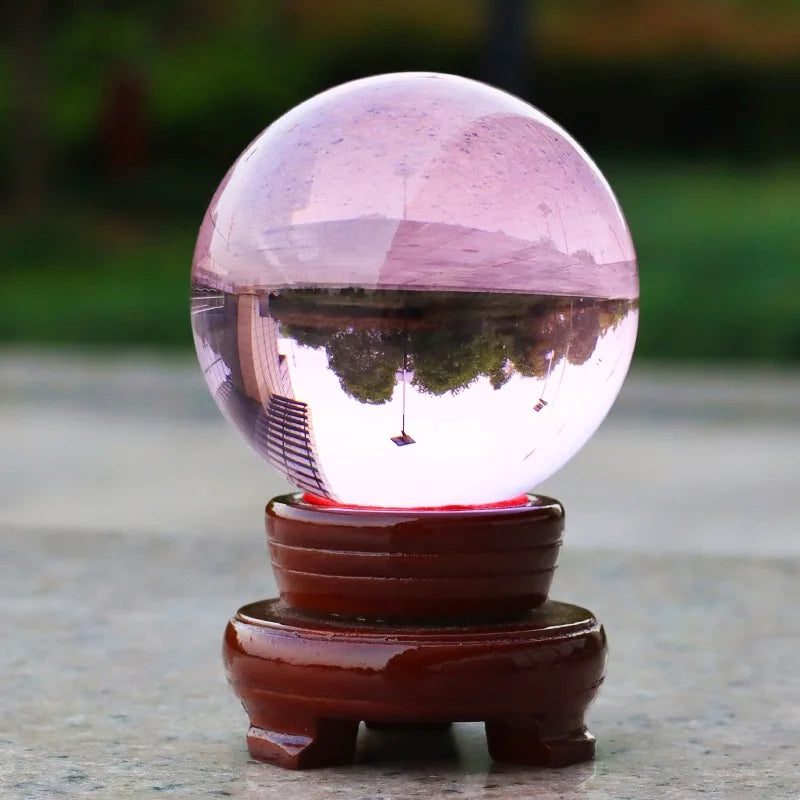 30mm-100mm Pink Crystal Ball Asian Rare Obsidian Sphere Crystal Ball Healing Stone Decor Feng Shui