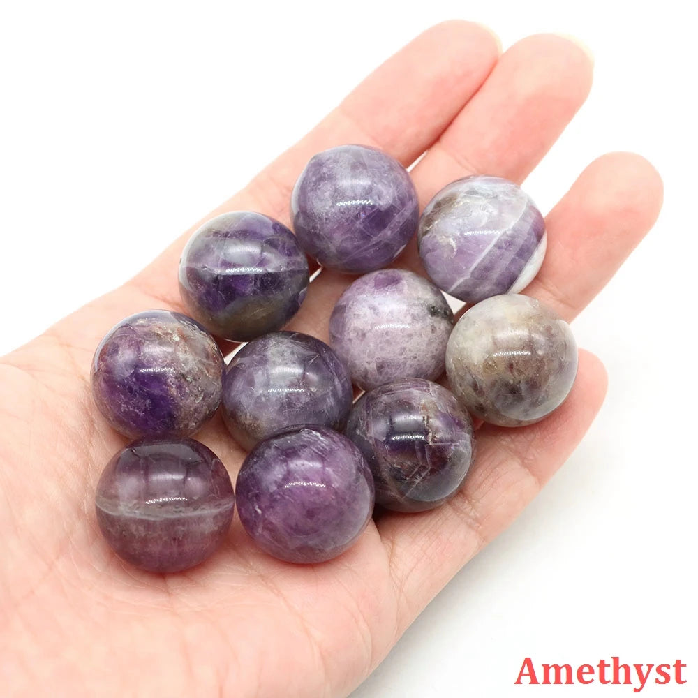 20mm Natural Stone Round Ball Rose Quartz Non-Porous Crystal Bead DIY Gems Sphere for Necklace Bracelet Making Jewelry Wholesale
