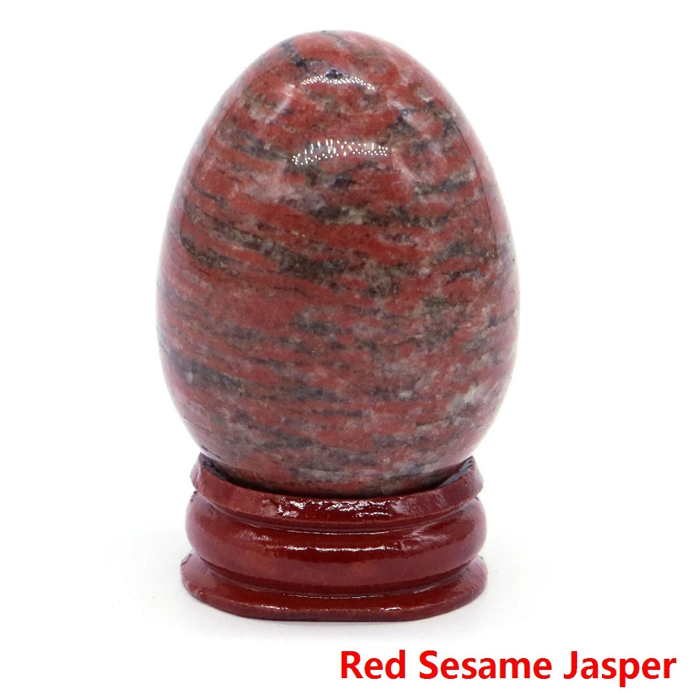 34x49MM Stone Egg Natural Amethyst Jade Crystal Reiki Healing Wicca Massage Eggs Energy Quartz Feng Shui Gemstone Crafts Decor