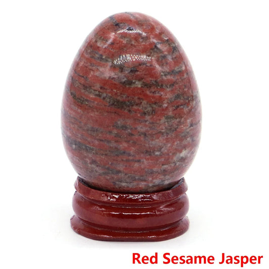 34x49MM Stone Egg Natural Amethyst Jade Crystal Reiki Healing Wicca Massage Eggs Energy Quartz Feng Shui Gemstone Crafts Decor