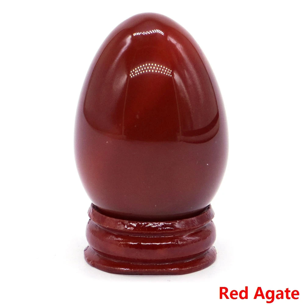 34x49MM Stone Egg Natural Amethyst Jade Crystal Reiki Healing Wicca Massage Eggs Energy Quartz Feng Shui Gemstone Crafts Decor