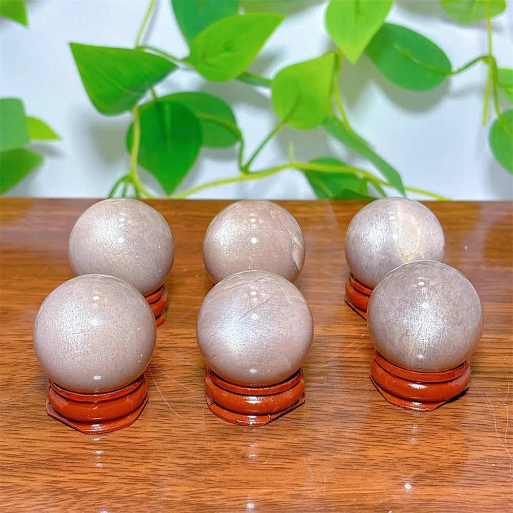 Moonstone With Gold Sun Sphere Crystal Natural Stone Quartz Home Decoration Minerals Reiki Craft Gifts Energy Healing Spiritual