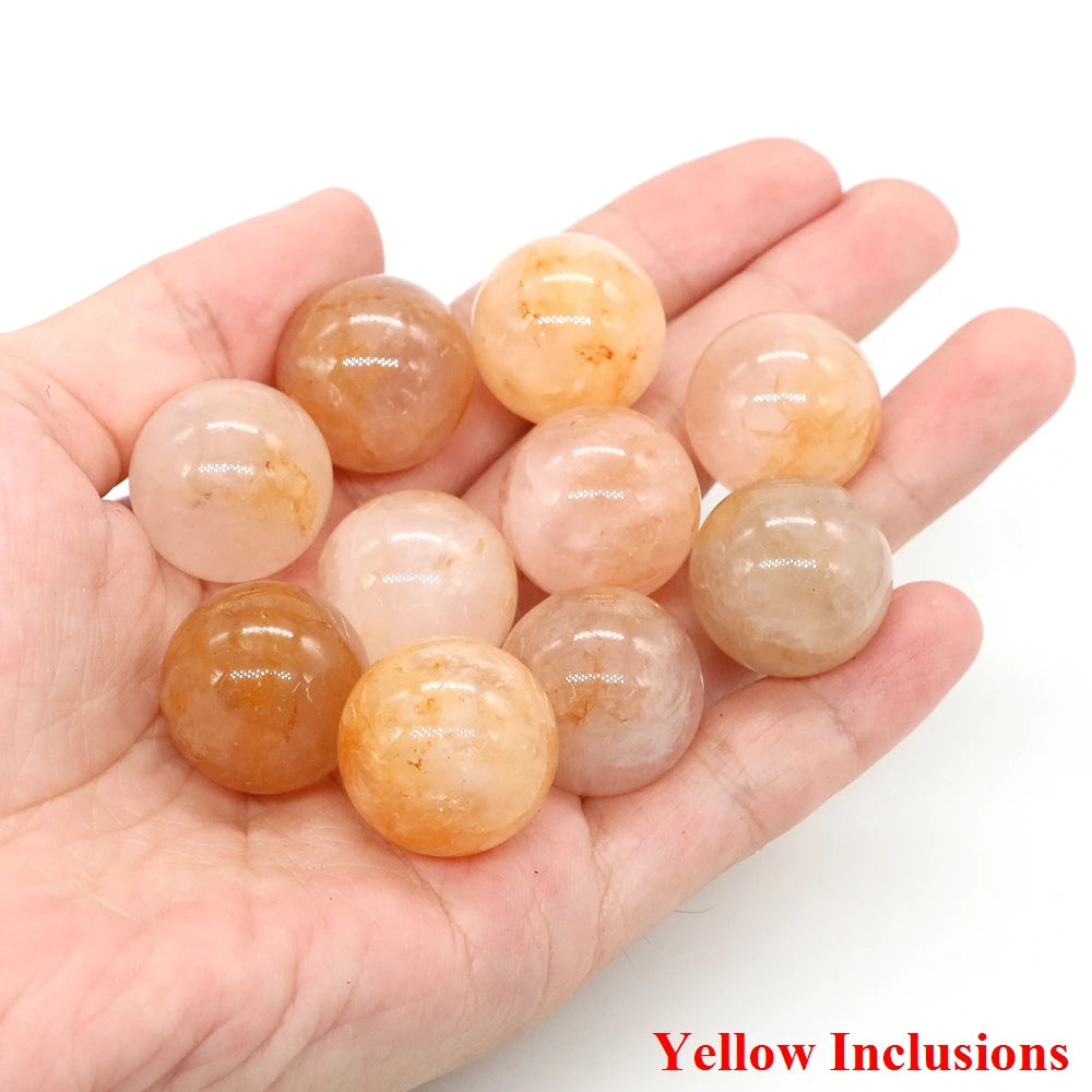 20mm Natural Stone Round Ball Rose Quartz Non-Porous Crystal Bead DIY Gems Sphere for Necklace Bracelet Making Jewelry Wholesale