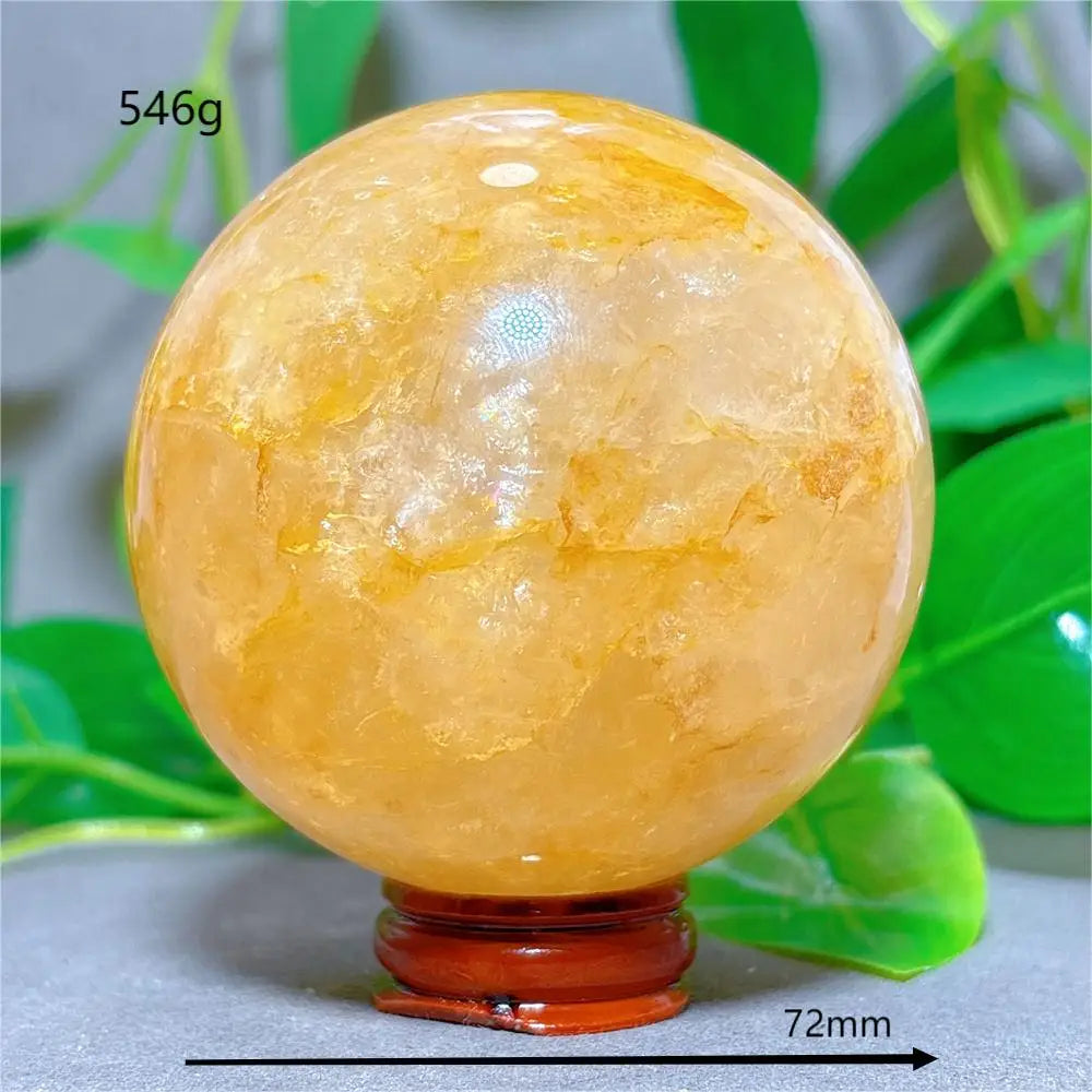 Golden Healer Sphere Crystal Natural Quartz Stone Home Decoration Minerals Love Beautiful Craft Gifts Energy Healing +Stand