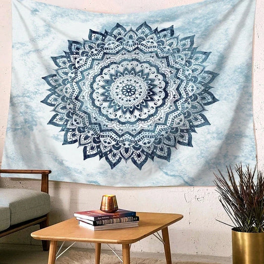 Bohemian Mandala Tapestry Black Mandala Tapestry Gold Blue Wall Hanging Gray Marble Indian Boho Beach Throw Rug Blanket Mattress