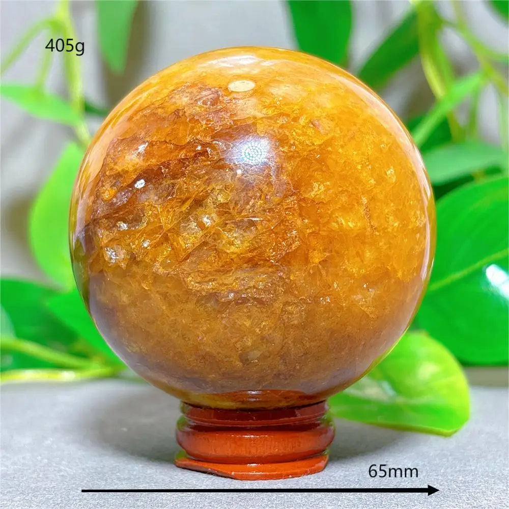 Golden Healer Sphere Crystal Natural Quartz Stone Home Decoration Minerals Love Beautiful Craft Gifts Energy Healing +Stand