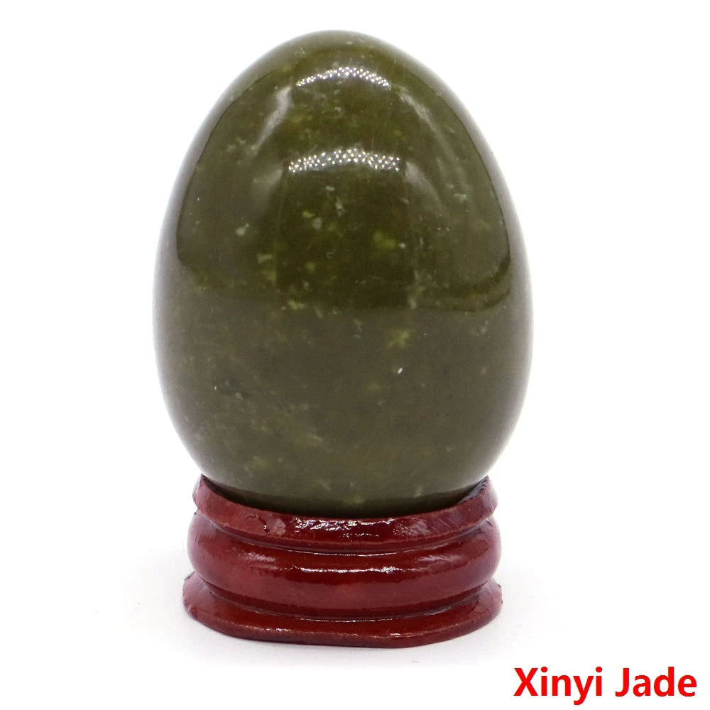 34x49MM Stone Egg Natural Amethyst Jade Crystal Reiki Healing Wicca Massage Eggs Energy Quartz Feng Shui Gemstone Crafts Decor
