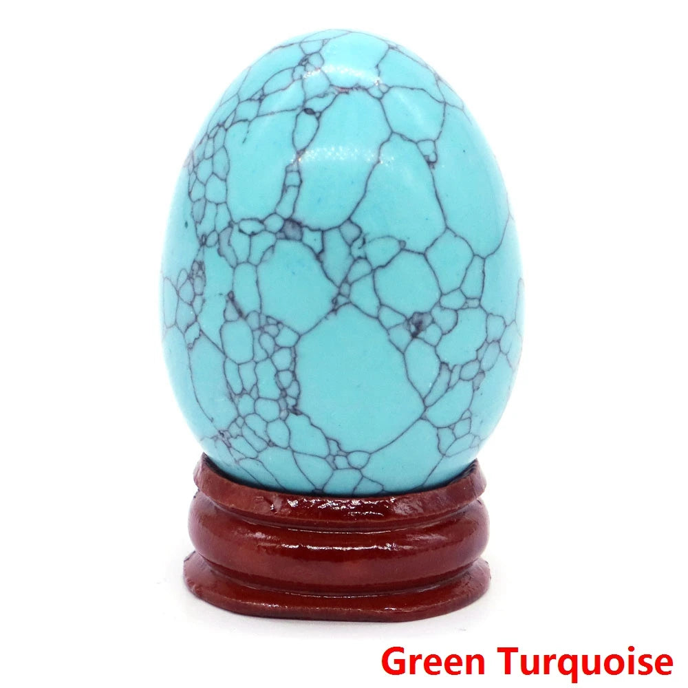 34x49MM Stone Egg Natural Amethyst Jade Crystal Reiki Healing Wicca Massage Eggs Energy Quartz Feng Shui Gemstone Crafts Decor