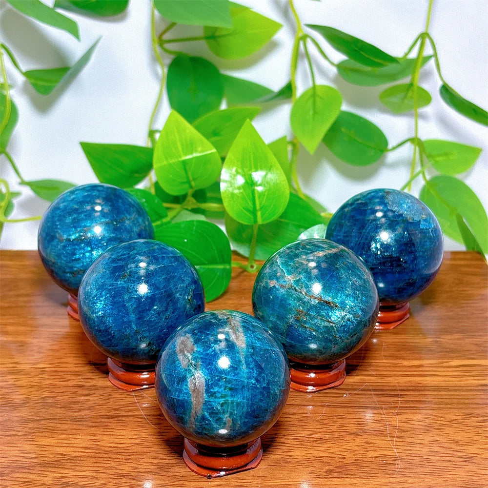 Apatite Sphere Crystal Natural Quartz Stone Home Decoration Minerals Reiki Craft Gifts Love Energy Healing Meditation +Stand
